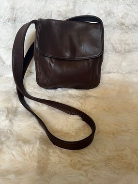 VINTAGE COACH Men's Dark Brown Leather Crossbody Bag